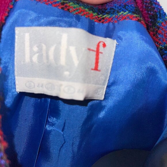 Lady F Vintage Womens Jacket Skirt Suit Size Large Multicolor Retro Plaid - Picture 5 of 9